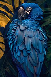 Blauer Ara im tropischen Grün von Poster Art Shop