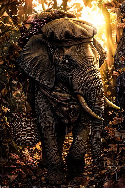 Elegant elephant in autumn forest by Imperial Art House