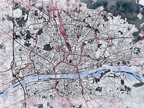 Map of Orléans with the style 'White Winter'