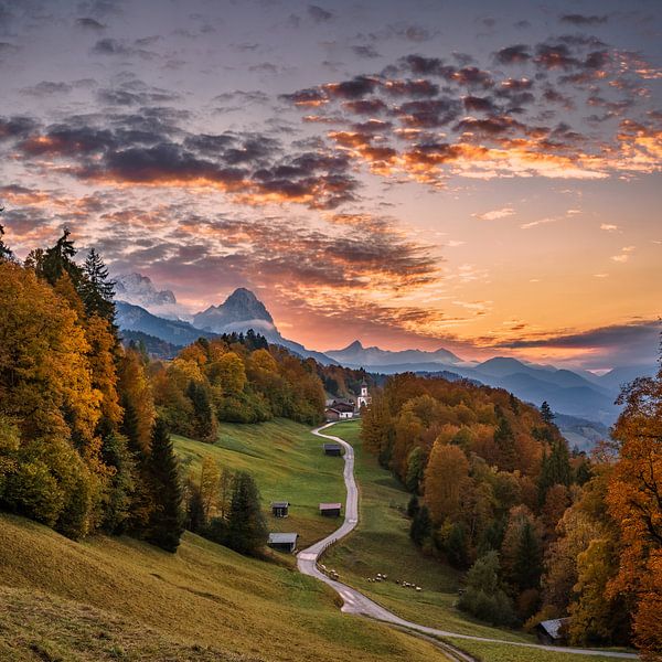 Zonsondergang over de Zugspitze van Achim Thomae Photography