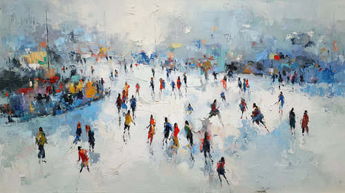 Abstracte schaatsende mensen panorama