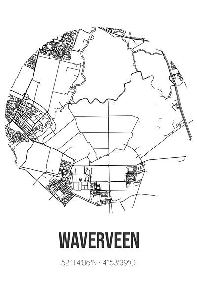 Waverveen (Utrecht) | Map | Black and White by Prints of Place
