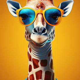 Giraffe met zonnebril van Jörg B. Schubert
