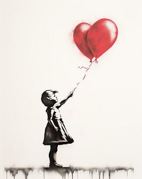 Banksy Girl with Balloons | Peinture de style Banksy sur Blikvanger Schilderijen