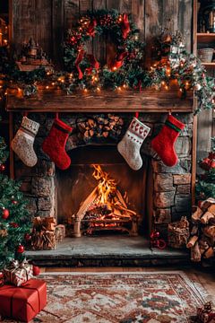 Kerst magie open haard van Poster Art Shop
