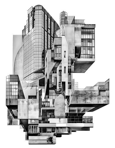 ARCHITECTUUR COLLAGE 04 ZWART WIT