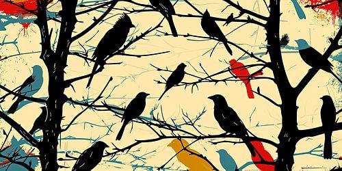 La vue d'oiseau dans le pop art