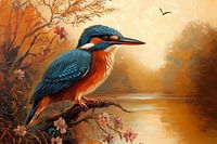 Kingfisher with warm and colourful shades