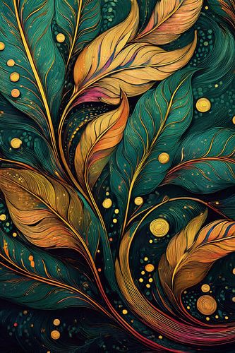 Bladeren in groen en goud