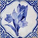 Tile Delft blue flowers bouquet tulips by Fine Art Flower - Artist Sander van Laar thumbnail