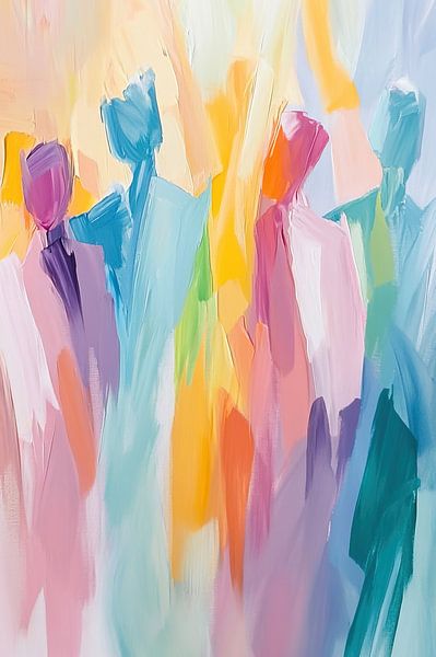 Abstracte mensen | Mensen blauw van Kunst Kriebels