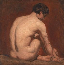 Nu masculin, agenouillé, de dos, William Etty