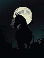Majestueus Paardensilhouet onder volle maan