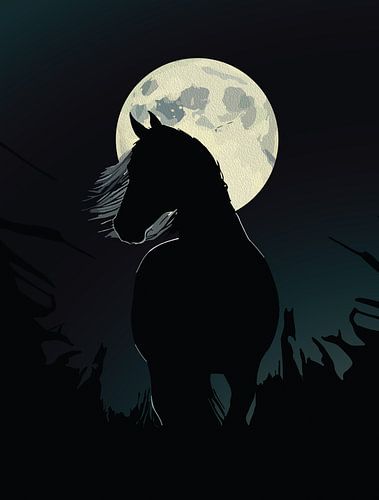 Majestueus Paardensilhouet onder volle maan