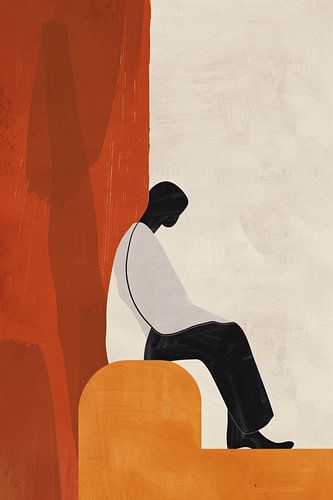 Stilistisch Minimalistisch Portret in Oranje en Zwart