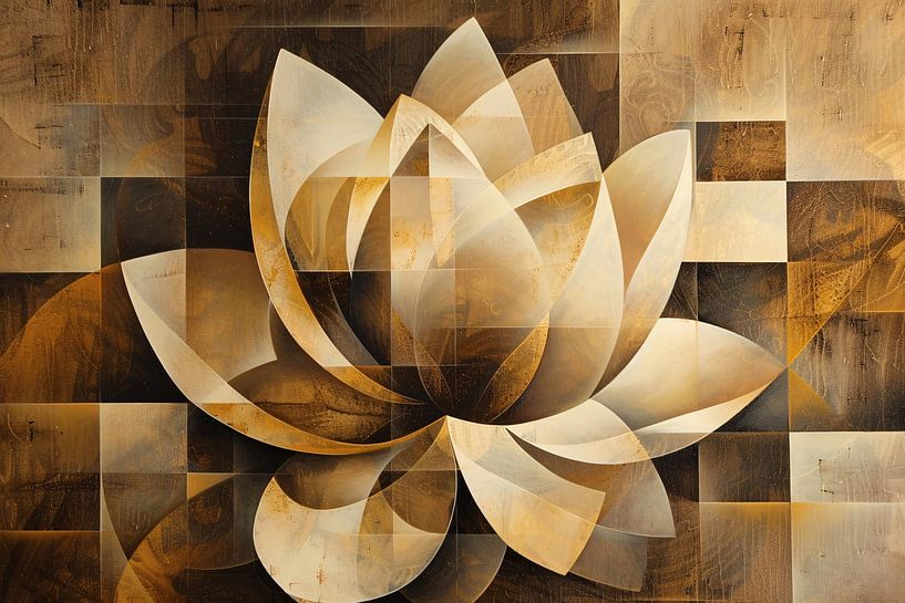 Œuvre d'art abstraite Lotus Sépia par Art & Soul Creations