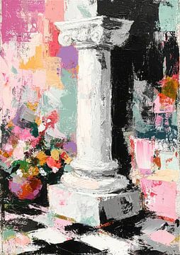 Witte zuil met bloemenaccent van Niklas Maximilian