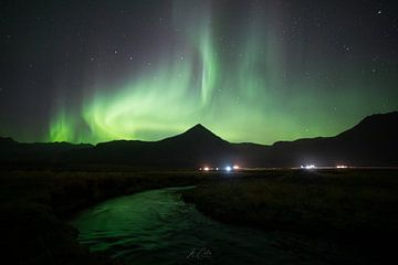 Poollicht boven Snæfellsnes van Ken Costers