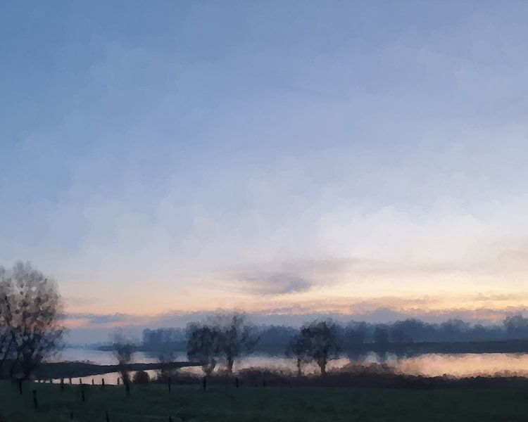 River landscape at sunrise by Meraki Pattern Design