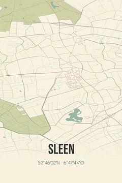 Vintage landkaart van Sleen (Drenthe) van Rezona