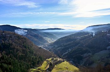 Vue lointaine sur la Forêt-Noire et la vallée de Todtnau