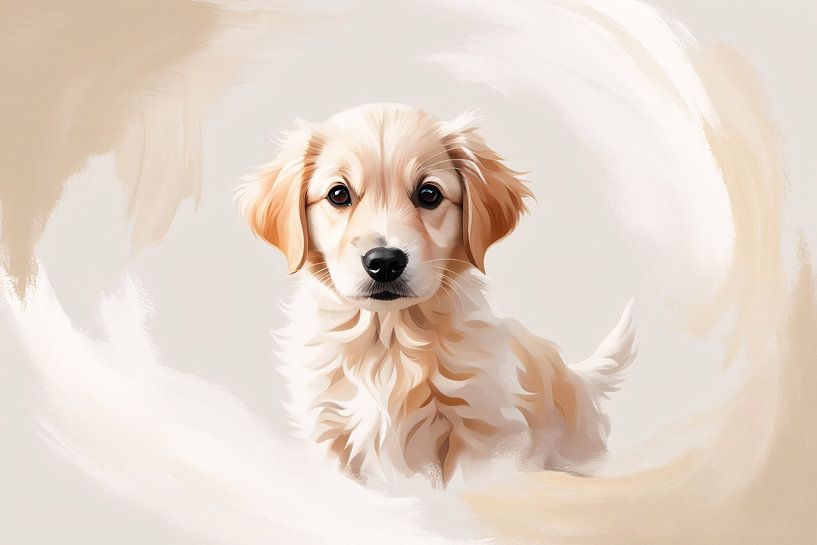 Schattige jonge hond portret van Art & Soul Creations