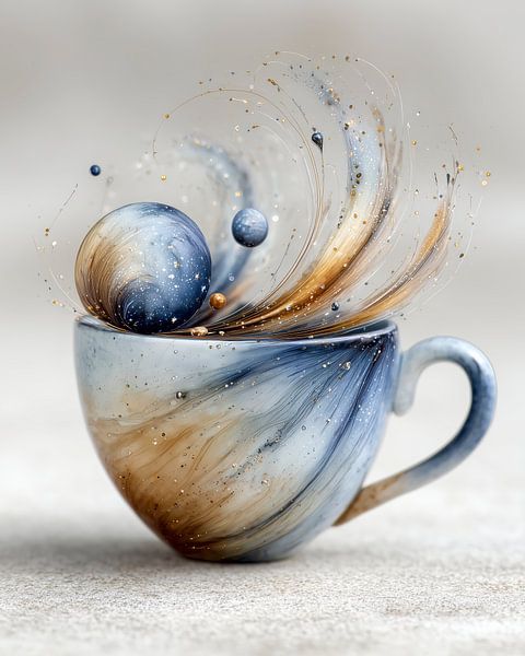 Porcelain Teacup with Swirling Galaxy Digital Art Wall Art by Beeld Creaties Ed Steenhoek | Photography and Artificial Images