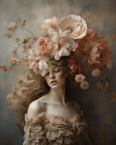 Modern chic portret met een zachte, poëtische uitstraling.