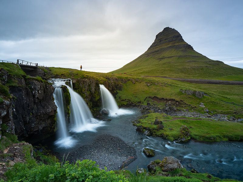 Landscape of Iceland with waterfalls and Kirkjufell mountain by Teun Janssen