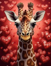 Girafe de la Saint-Valentin avec des cœurs