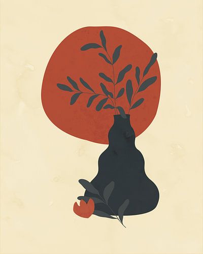 Minimalistisch stilleven van vaas met takken