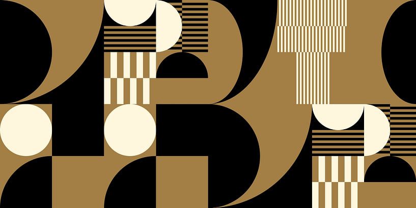 Abstract retro geometric art in gold, black and off white nr.  19 by Dina Dankers