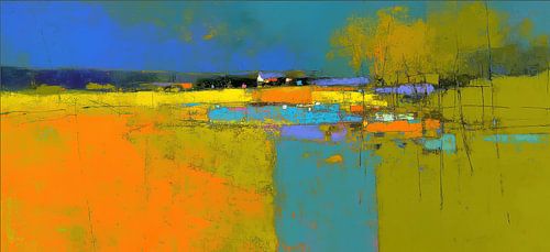 Field | Orange Blue Meeting by Art Whims