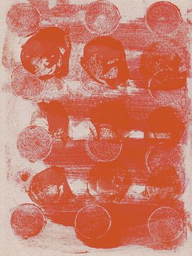 Abstracte wabi-sabi organische vormen in warm rood en wit. van Dina Dankers