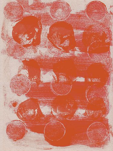 Abstracte wabi-sabi organische vormen in warm rood en wit.