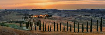 Landscape panorama in Tuscany in Italy at sunset as a panoramic picture by Voss Fine Art Fotografie