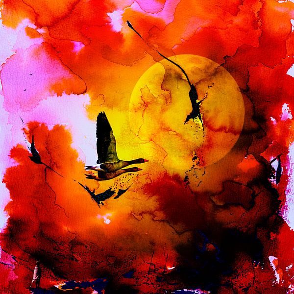 DUO FLIGHT OVER THE LAVA SEA by Ted van den Aarssen