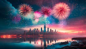 Fireworks in the city by Mustafa Kurnaz