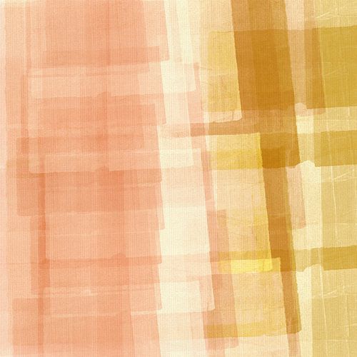 Peinture abstraite en jaune ocre, rose et blanc