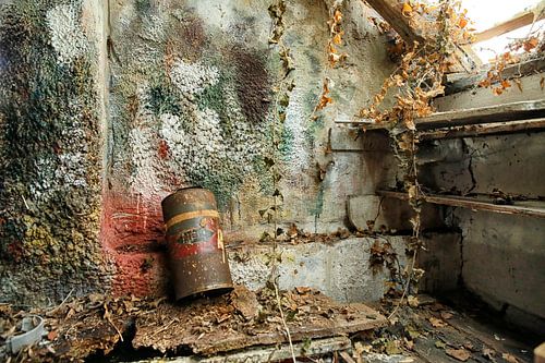 Uitstrijkmuur in schilderswerkplaats