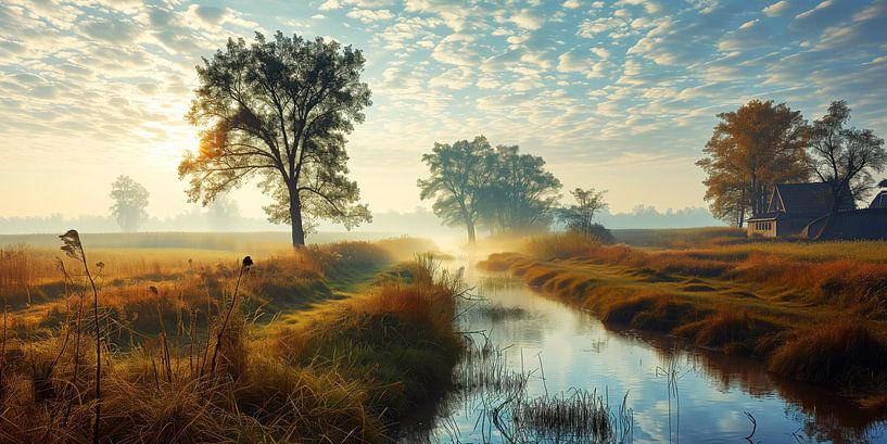 Zonsopgang bij het Friese Water van Vlindertuin-Art