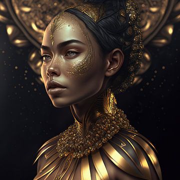 Spiritueel Portret van Vrouw en haar gouden Mindset van Surreal Media