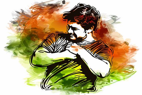 Dessin abstrait coloré d'un homme