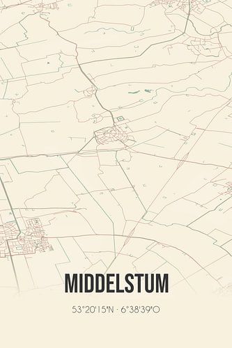 Vintage landkaart van Middelstum (Groningen)