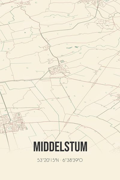 Vintage map of Middelstum (Groningen) by Prints of Place