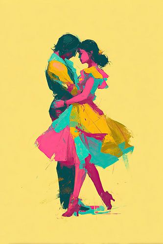 Umarmung in leuchtenden Farbtönen