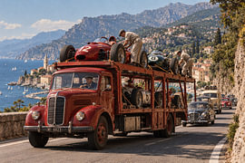 Oldtimer-Rennwagen-Transporter – Coastal Hauler von MARTINA KUSUMA DEWI