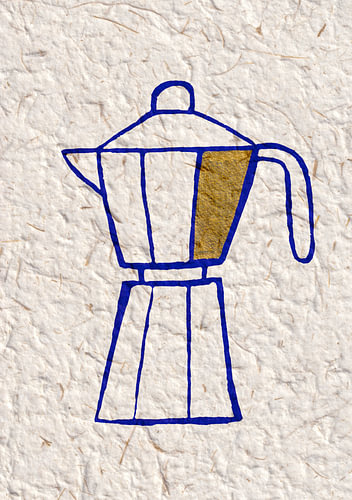 Blaue Mokkakanne