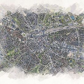 Carte d'Eindhoven en style aquarelle sur Aquarel Creative Design