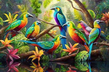 Oiseaux tropicaux multicolores sur Uwe Merkel